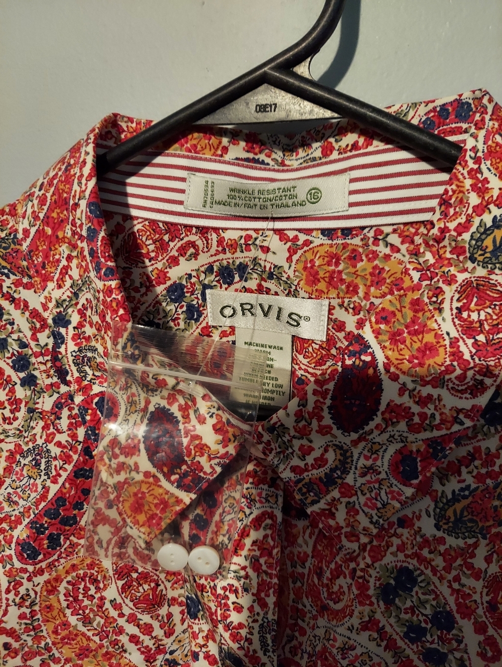 Orvis Paisley 100% Cotton Wrinkle Free Button Down Shirt 16 Garden Party Preppy - Picture 6 of 11
